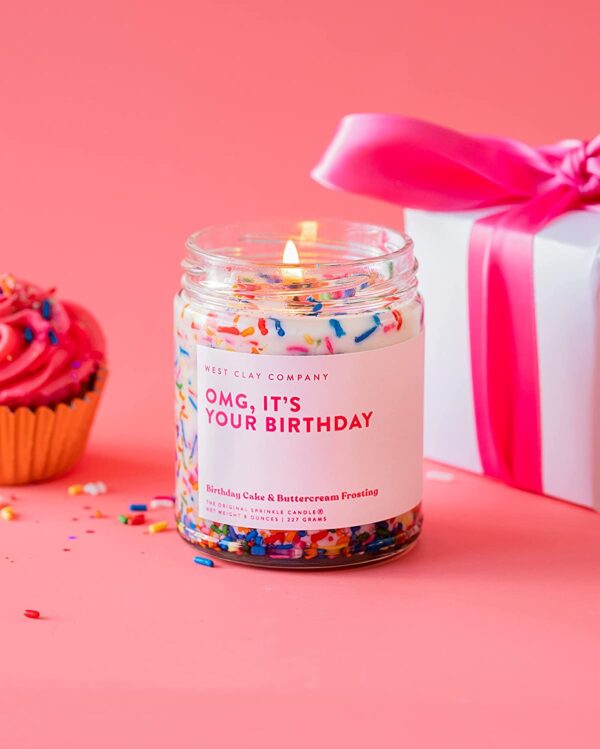 OMG, It’s Your Birthday Sprinkle Candle | West Clay Company | Happy Birthday Vanilla Cake Sprinkles Scented Soy Nontoxic Candles for Gift - Image 2