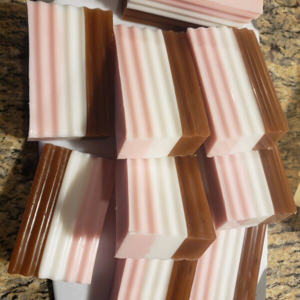 Neapolitan soap bar, Three Flavors, Chocolate, Vanilla & Strawberry, Neapolitan soap bar, Ice Cream Soap